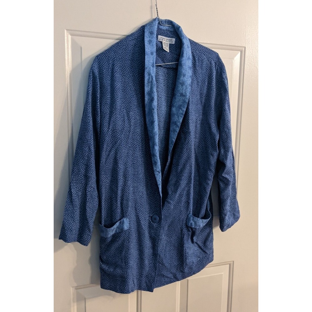 Vintage Compagnie International Express Blue Polka Dot Blazer Small